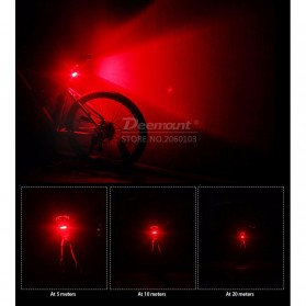 Deemount Lampu Sepeda LED Taillight USB Rechargeable 120 Lumens - DC-115 - Red/White - 9