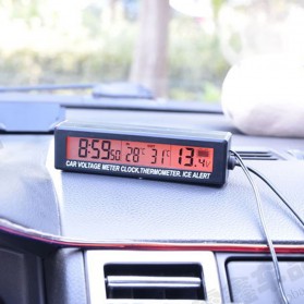Jam Digital LCD Mobil dengan Thermometer Battery Voltage Monitor - EC88 - Black - 2