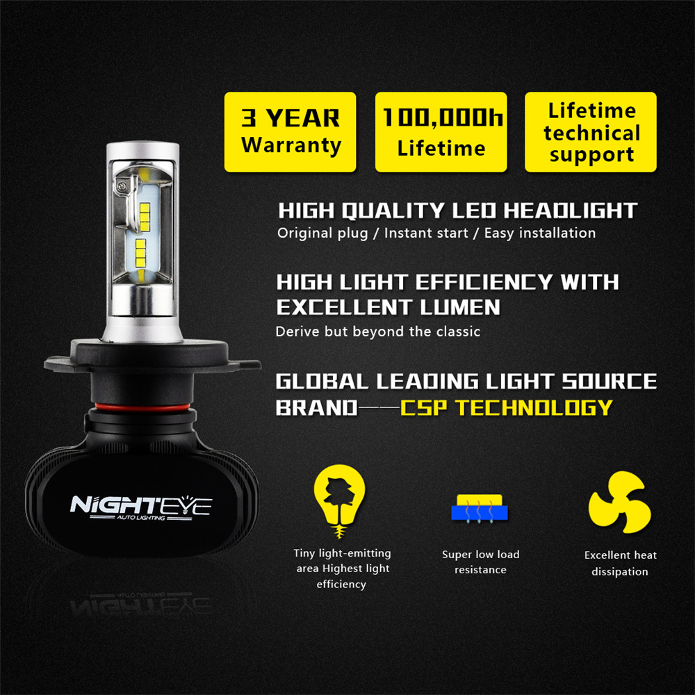 Nighteye Lampu Mobil LED H7 CSP 2PCS Black Nighteye Lampu Mobil LED H7 CSP 2PCS Black
