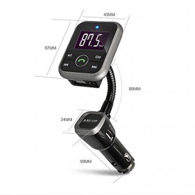 Handsfree Bluetooth Audio Receiver FM Transmitter 1 USB Car Charger - Black - 7
