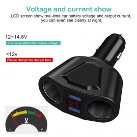 Olaf Car Charger Voltage Monitor 2 Port 3.1 A with 2 Cigarette Socket 120 W - Black - 4