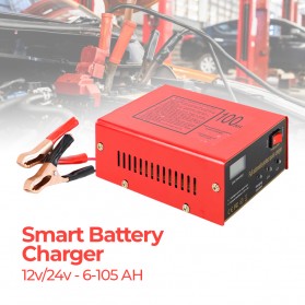 WanleCharger Aki Mobil Lead Acid Smart Battery Charger 12V/24V 6-105AH - MF-2 - Red - 1