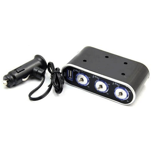 USB & Triple Socket with Switch 12V/24V Cigarette Lighter