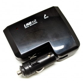 Chogus Car Charger Cigarette Splitter 2 Socket with 2 USB 5V 1A - BM-035 - Black - 2