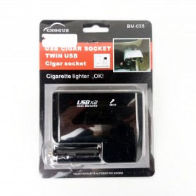 Chogus Car Charger Cigarette Splitter 2 Socket with 2 USB 5V 1A - BM-035 - Black - 5