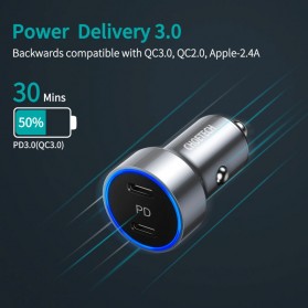 CHOETECH Car Charger USB Type C PD 40W 2 Port - C0054 - Silver - 2