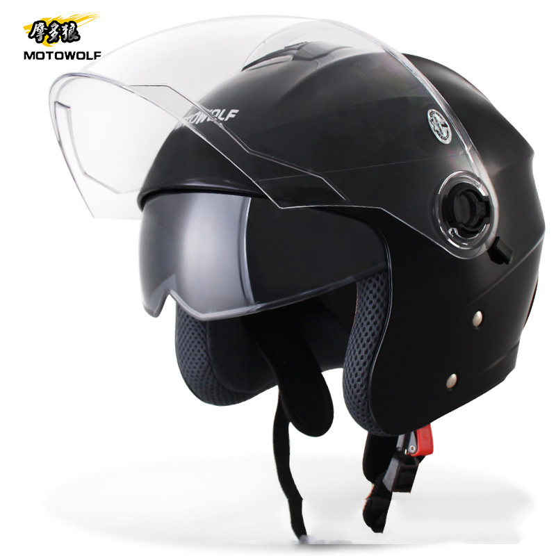 MOTOWOLF Helm  Sepeda Motor  Half Face Black 