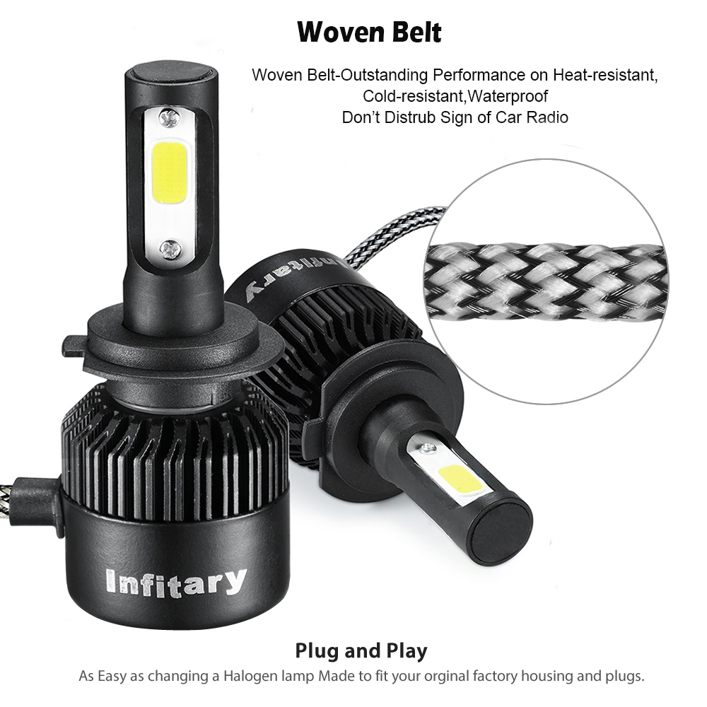 INFITARY Lampu  Mobil  Headlight LED H7  COB 2 PCS Black 
