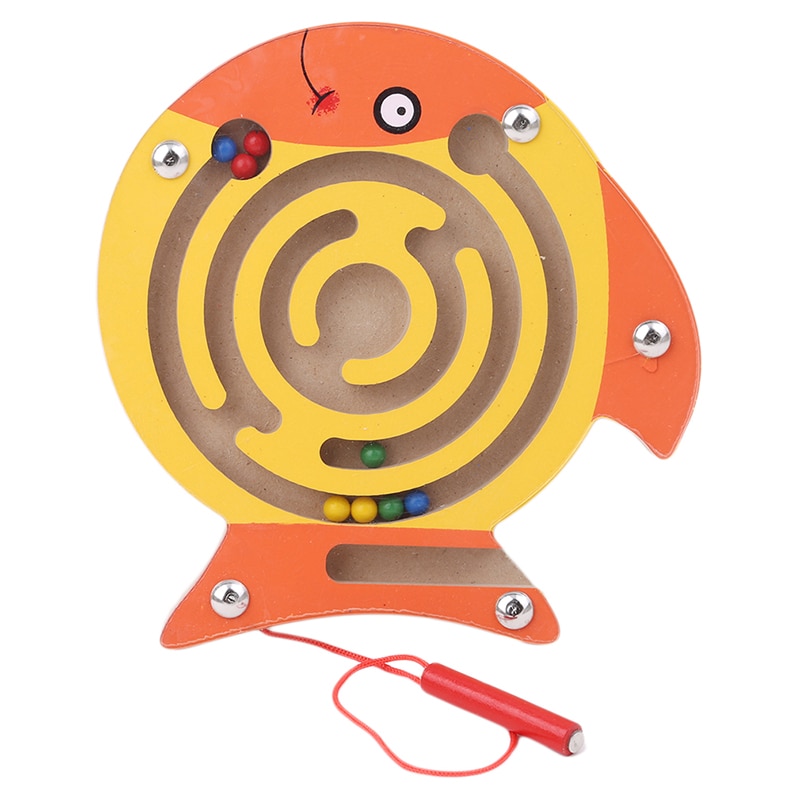 Mainan 3D Ball Magnetic Maze Toy Wooden Puzzle Game Model Ikan - 89811