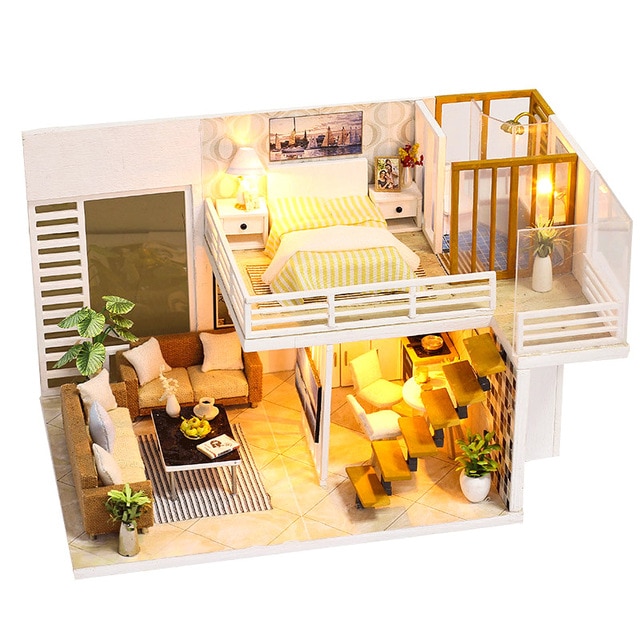 NAJIAXIAOWU Miniatur Rumah Boneka DIY Doll House Wooden 