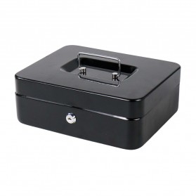 OSPON Kotak Uang Brankas Dokumen Cashbox Key Lock 25x20x9CM - HC-6605 - Black