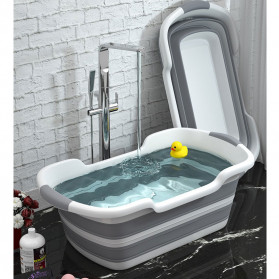 BATHE PROJECT Bak Mandi Bayi Lipat Foldable Baby Bathtub 60 x 40CM with Drain Hole - ZD009 - Gray - 2