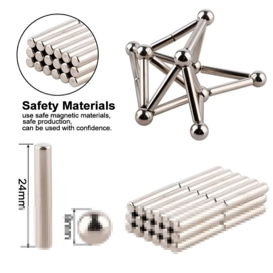ZY Mainan Steel Metalic Stick and Bucky Balls J75 Silver