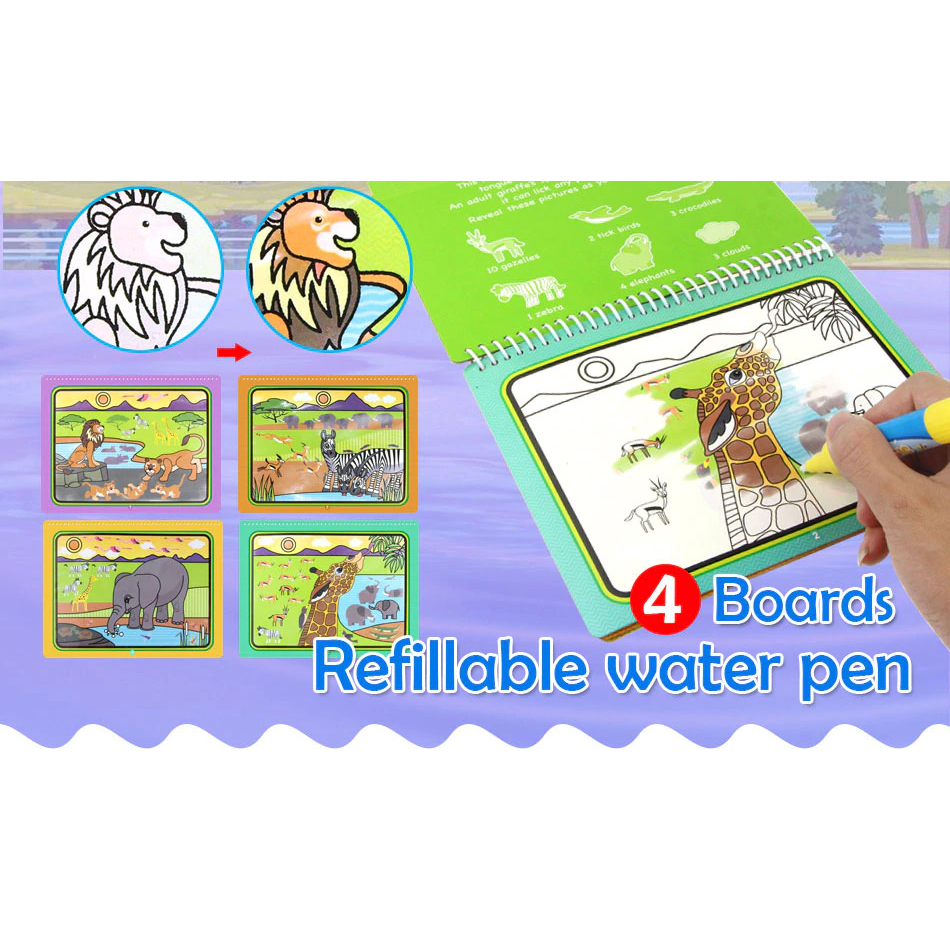 Gambar produk COOLPLAY Buku Mewarnai Cat Air Anak Magic Water Book - Gift-2358-1