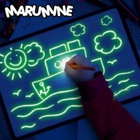 MARUMINE Mainan Edukasi Papan Menggambar Ajaib Magic Luminous Drawing Board A4 - F66-A4L - Black - 1