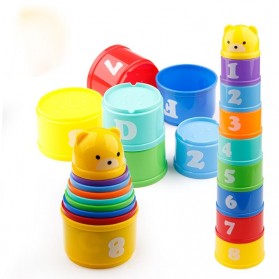 HARKO Mainan Edukasi Anak Tumpuk Cangkir Stack Cup Tower 9PCS - 010 - Multi-Color
