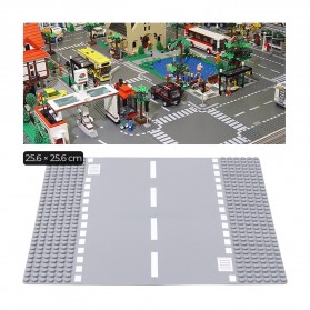KACUU Base Plate LEGO Building Blocks 25.6 x 25.6 cm Straight Road - KA-EN-213 - Gray