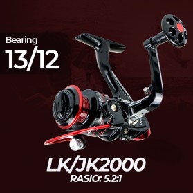 Gold Sharking LK/JK2000 Reel Pancing Spinning Fishing 5.2:1 Ball Bearing 13/12 - Black/Red - 1
