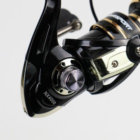 TaffSPORT Gold Sharking Series Metal Reel Pancing Spinning Fishing Reel 5.2:1 Gear Ratio - NX4000 - Black - 7