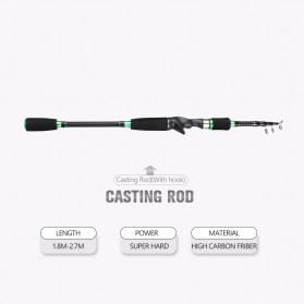 SHENYUE Joran Pancing Baitcasting Carbon Portable Rod 1.8M - JW-03 - Green