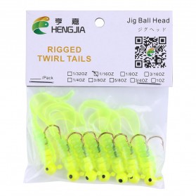 Hengjia Umpan Pancing Sea Bass Bait Jig Head Twirl Tails Worm 1.75G 7 PCS - Green - 6