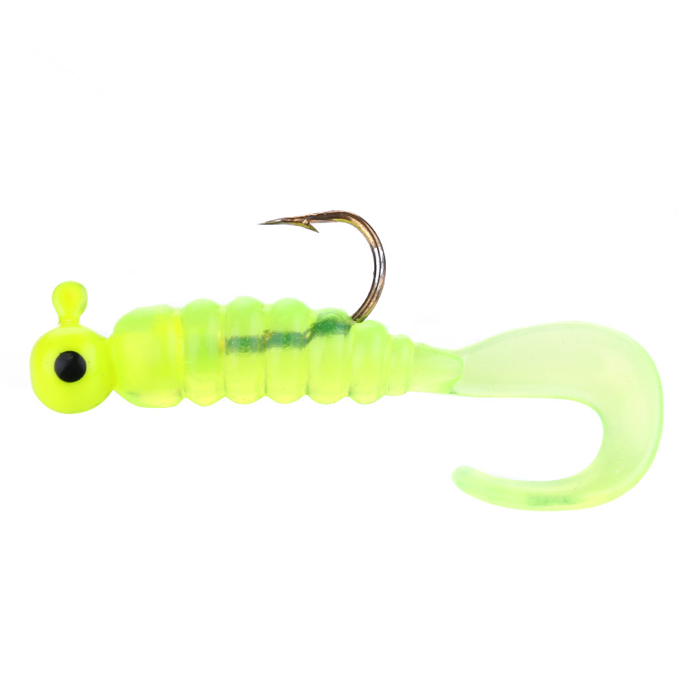 Hengjia Umpan Pancing Sea Bass Bait Jig Head Twirl Tails Worm 1.75G