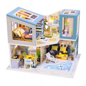 Sylvanian Cute Room Miniatur Rumah Boneka 3D DIY 1:24 without Cover - M910 - Blue - 1
