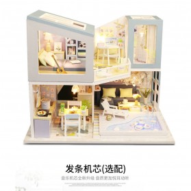 Sylvanian Cute Room Miniatur Rumah Boneka 3D DIY 1:24 without Cover - M910 - Blue - 3