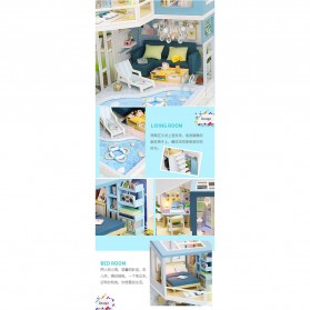 Sylvanian Cute Room Miniatur Rumah Boneka 3D DIY 1:24 without Cover - M910 - Blue - 4
