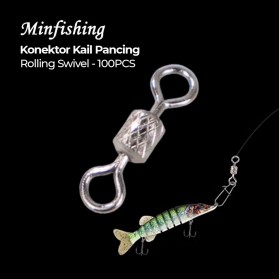 Minfishing Konektor Kail Pancing Rolling Swivel Fishing Hook Size 12mm 100PCS - YH12 - Silver