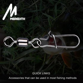 MEREDITH Konektor Kail Pancing Rolling Snap Swivel Fishing Hook Size 10 50PCS - MRH10 - Silver - 3