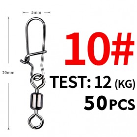 MEREDITH Konektor Kail Pancing Rolling Snap Swivel Fishing Hook Size 10 50PCS - MRH10 - Silver - 5