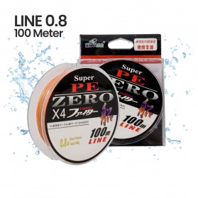 Zero Senar Benang Tali Pancing Super PE 4 Braid Line 0.8 100 Meter - X4