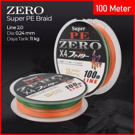 Zero Senar Benang Tali Pancing Super PE 4 Braid Line 2.0 100 Meter - X4