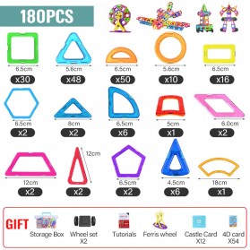 ZKZC Mainan Anak Magnetic Building Blocks Children Toy 180PCS - XYC40021 - Multi-Color
