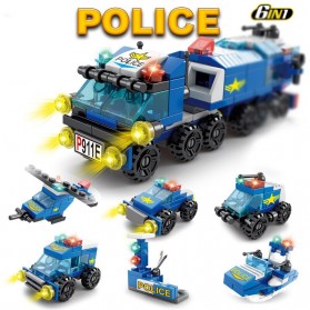 LELEBROTHER XINGMOWAN Building Blocks Mainan Mobil Police Car - 8612-6 - Blue