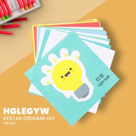 HGLEGYW Kertas Potong Origami DIY Colorful Paper Cutting 96PCS - HW369 - Yellow