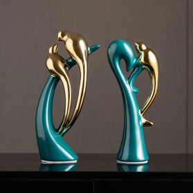 LoveBird Pajangan Vas Bunga Dekorasi Abstract Vase Decoration Sculpture Ceramic - LB032 - Blue - 3