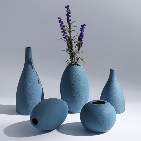 LoveBird Pajangan Vas Dekorasi Nordic Frosted Vase Decoration Ceramic Desain Corong 13.5cm - VDa21 - Blue - 2