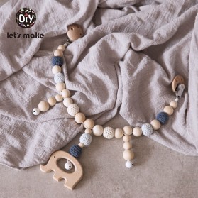 Let's Make Mainan Anak Bayi Baby Teether Hanging Elephant Rattle Beads - JJ33 - Brown