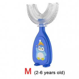 Macroupta Sikat Gigi Anak Toddler Toothbrush U-Shaped Teether Silicone Size M - YP009 - Blue