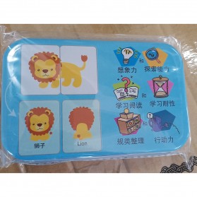 LAWADKA Mainan Anak Card Matching Game Children Toy Gambar Hewan - SU-033 - Blue - 10