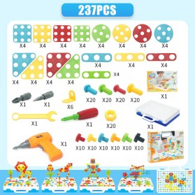 ZKZC Mainan Anak Mosaic Screw Puzzle Children Toy 237 PCS - TOY-608 - Multi-Color - 1