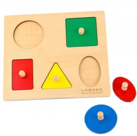 ZUUTON Mainan Balok Puzzle Kayu 3D Geometry Anak 5 Balok - 5735 - Cream - 1