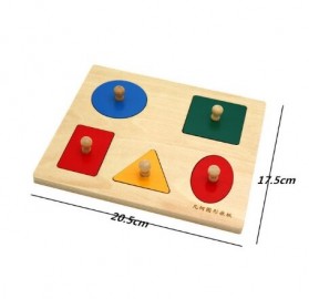 ZUUTON Mainan Balok Puzzle Kayu 3D Geometry Anak 5 Balok - 5735 - Cream - 3