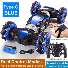 Remot Kontrol Mobil & Motor - Abay Mainan Remote Control Mobil RC Gesture Sensing Stunt Car 360 Flip - AB02 - Blue