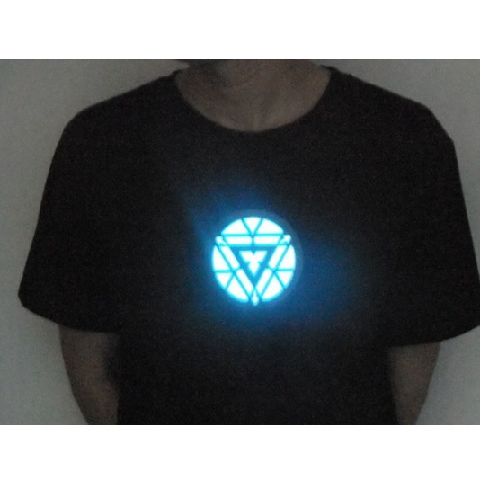 Flashing LED T Shirt Iron Man Model Size S Black with 