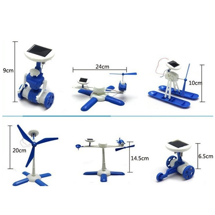 Educational 6 in 1 DIY Solar Hybrid Robot Kit Toy Blue Educational 6 in 1 DIY Solar Hybrid Robot Kit Toy Blue