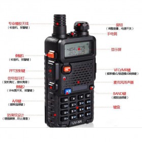 Taffware Walkie Talkie Dual Band 5W 128CH UHF+VHF - BF-UV-5R - Black - 4