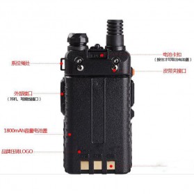 Taffware Walkie Talkie Dual Band 5W 128CH UHF+VHF - BF-UV-5R - Black - 5